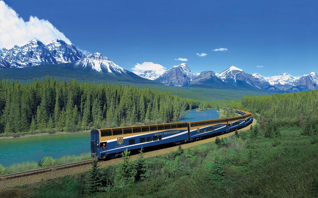 The Rocky Mountaineer makes a two-day trip to Banff, Alberta, through some of the most gorgeous scenery you’ll ever see through the wilderness of Canada. Best things to do in Canada, Rocky Mountaineer Review, Luxury Train Travel